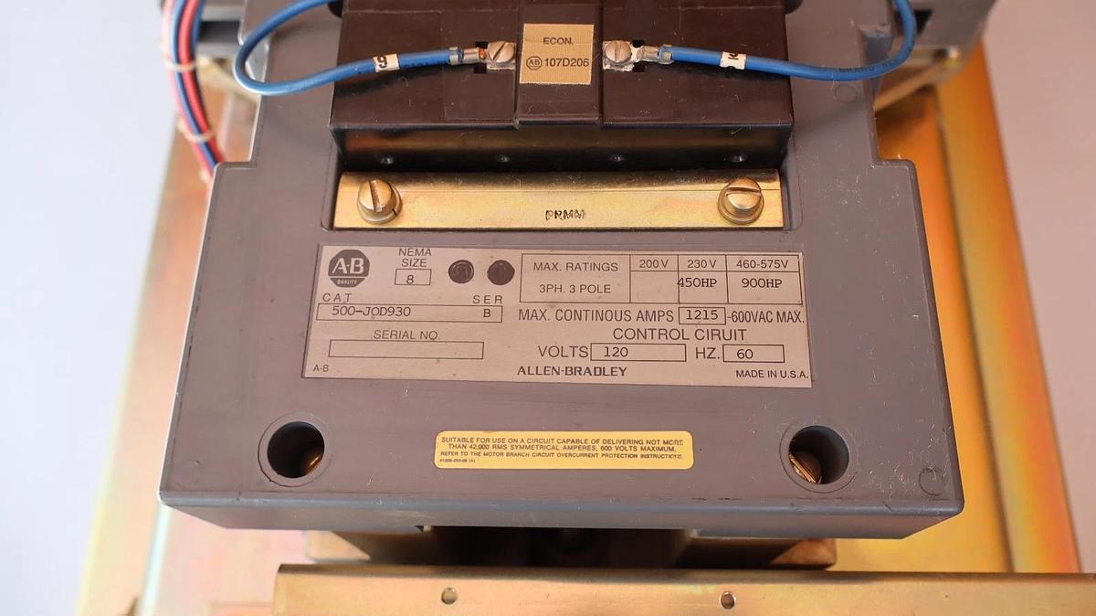 Allen Bradley Contactor Size Sz 8 500-JOD930 500JOD930 B (NOS)