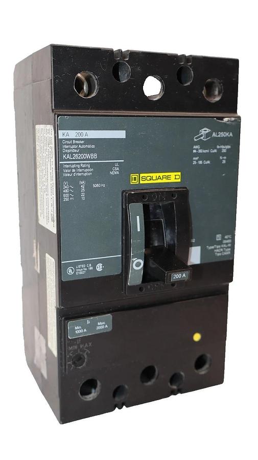 Used Square D KAL26200WBB 200A Amp 3 Pole Circuit Breaker