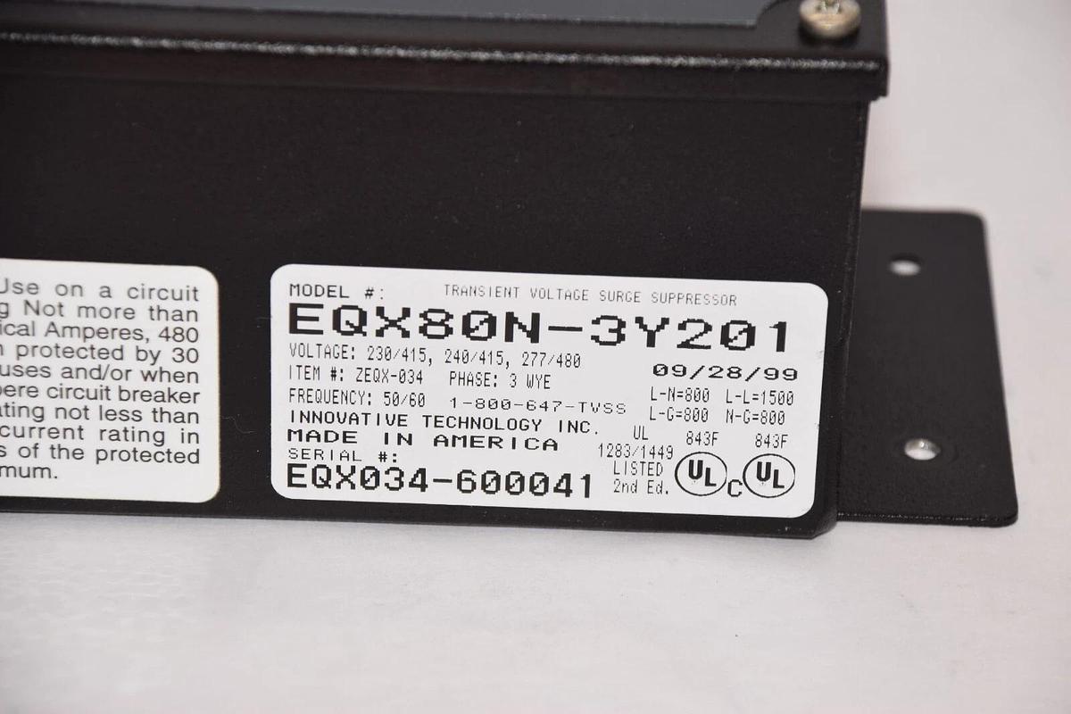 Used EQUALIZER EQX80N-3Y201 50/60Hz 3 Phase Transient Voltage Surge Suppressor