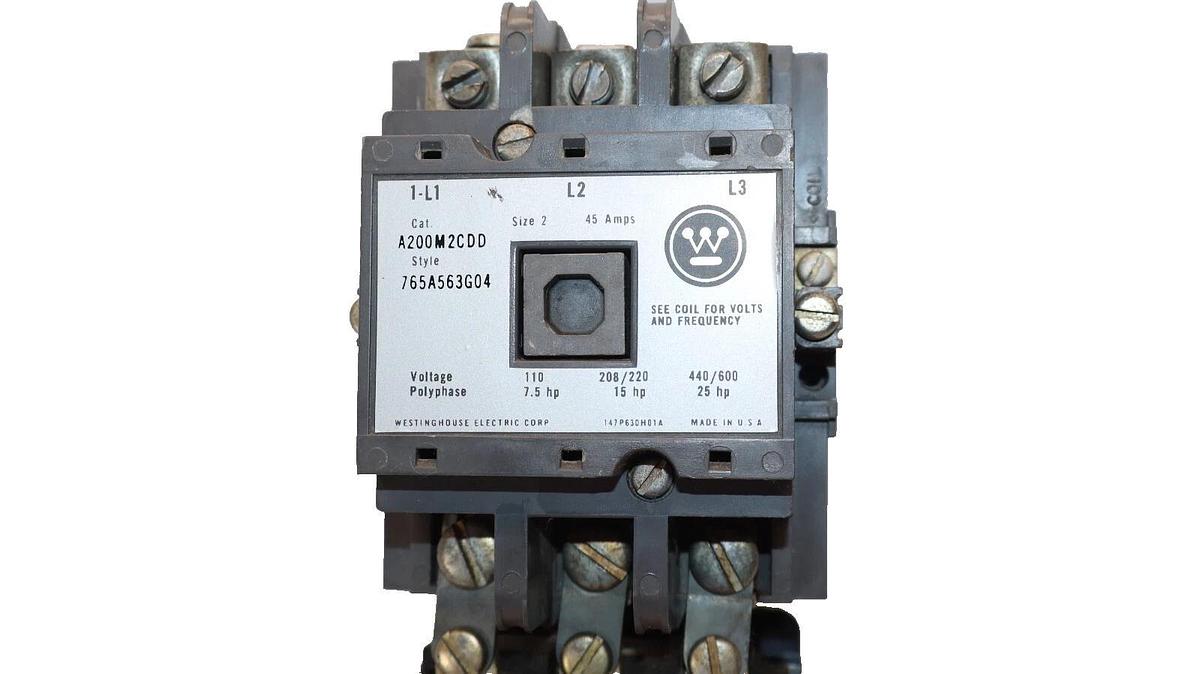 Used WESTINGHOUSE A200M2CDD , 765A563G04 Size 2 45Amp Motor Starter