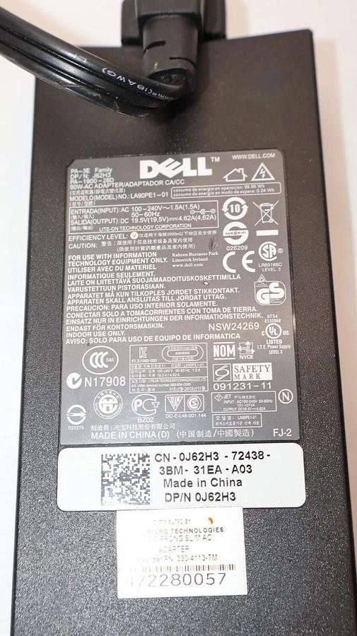 Used DELL LA90PE1-01 100-240V 1.5A , 90W AC Adapter