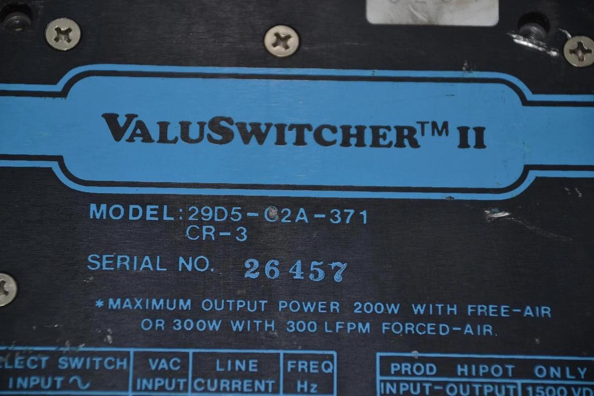 Used POWERTEC 29D5-C2A-371 CR-3 5-12V 3-40A VAULSWITCHER II POWER SUPPLY