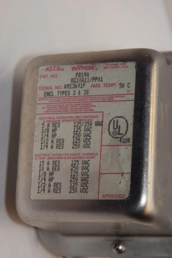 (NEW) ASCO PB14A RG10A11/PP01 125/250Vac Pressure Switch Box