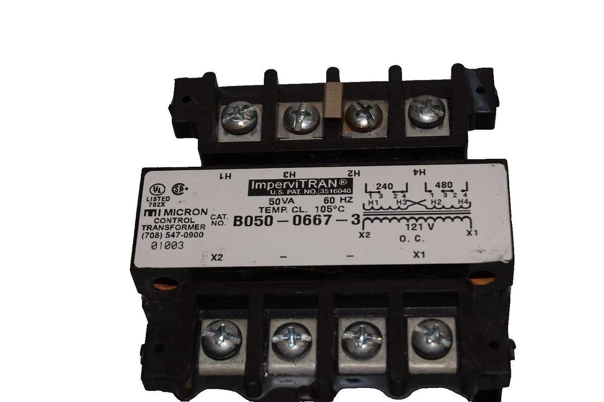 Used Micron B050-0667-3 50Va 60Hz ImperviTran Control Transformer