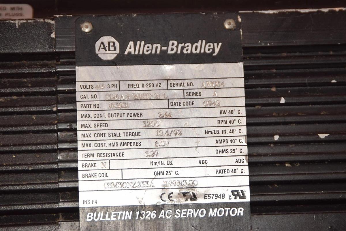 Used ALLEN BRADLEY 1326AB-B515E-21-L , 163831 460V 3PH 2.44kW 3200rpm Servo Motor