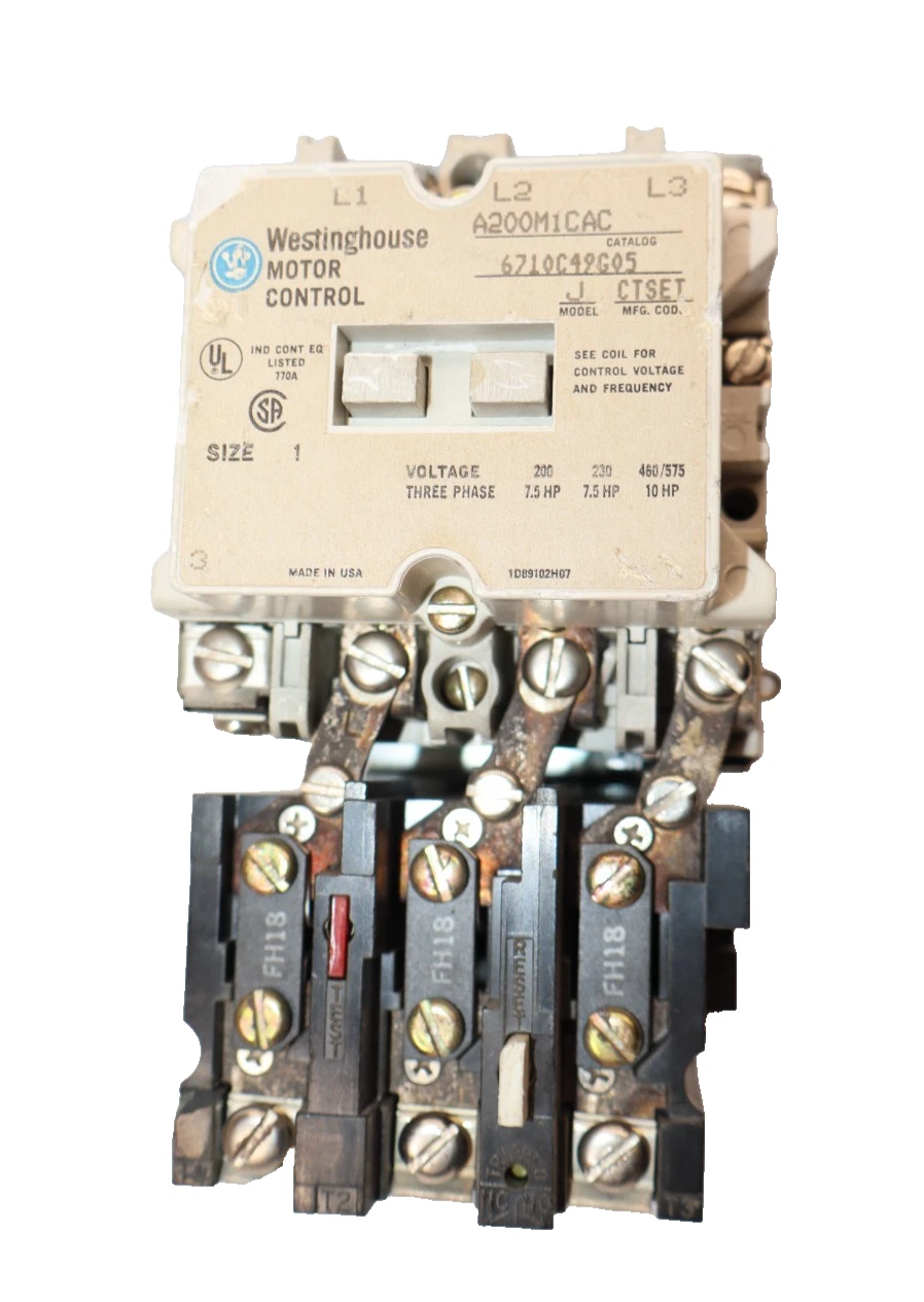 Used Westinghouse Motor Control Starter Size Sz 1 A200M1CAC Model J 110/120V Coil
