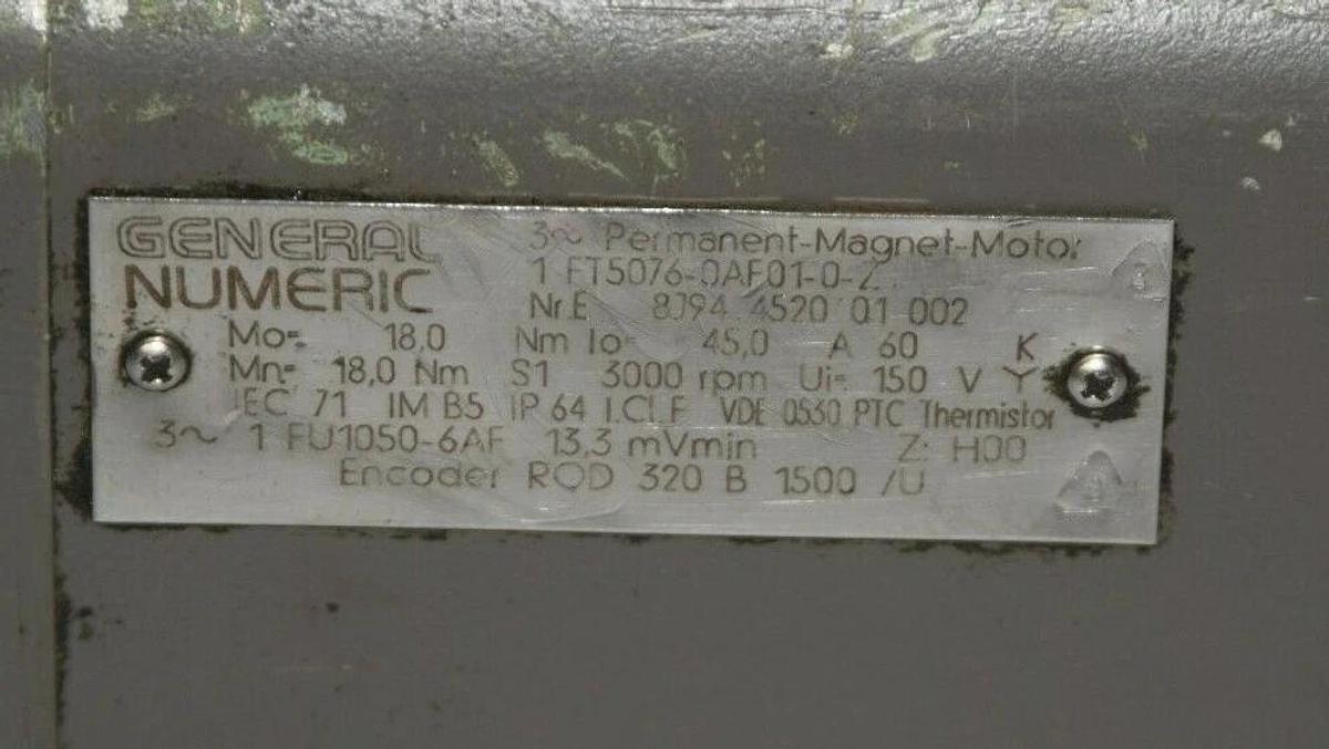 Used Siemens EMERSON Permanent Magnet Motor 1FT5076-0AF01-0-Z  SXM-200 SXM200-07
