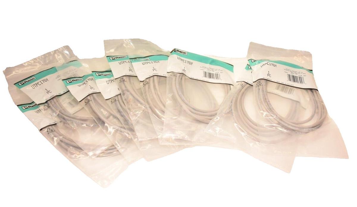 (9) PANDUIT 7' Integrity Powersum+ Jack to Jack Patch Cord UTPCI7GY CAT 5e NEW