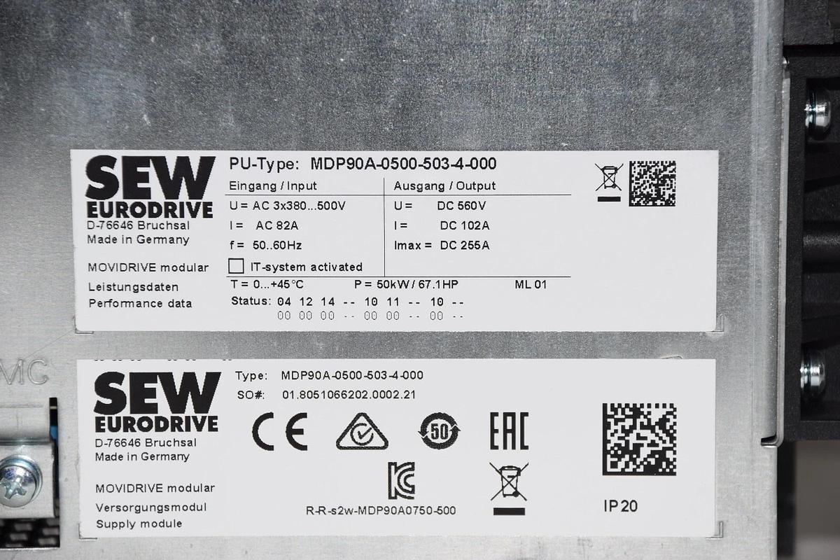 SEW  Eurodrive Movidrive Drive MDP90A-0500-503-4-000 50kW 67.1hp NEW cover miss