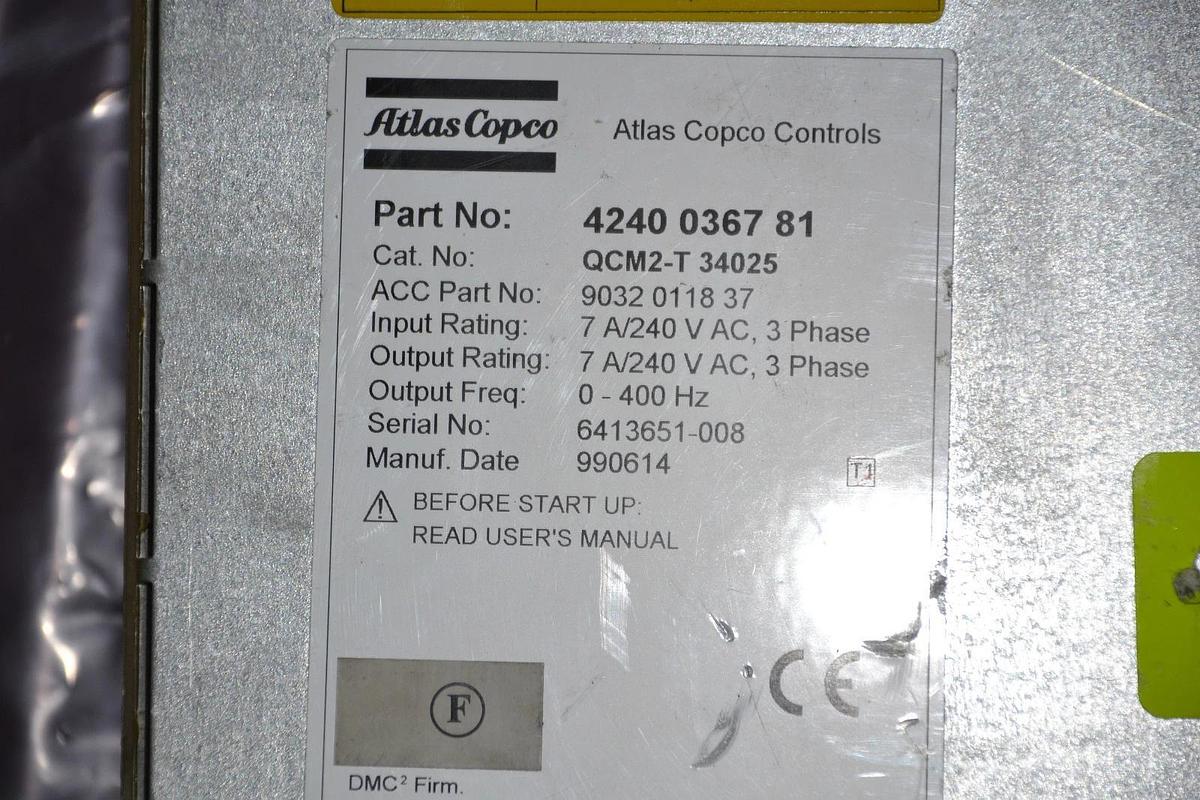 Used ATLAS COPCO CONTROLS 4240 0367 81 4240-0367-81 QCM2-T 340 25 QCM2T34025