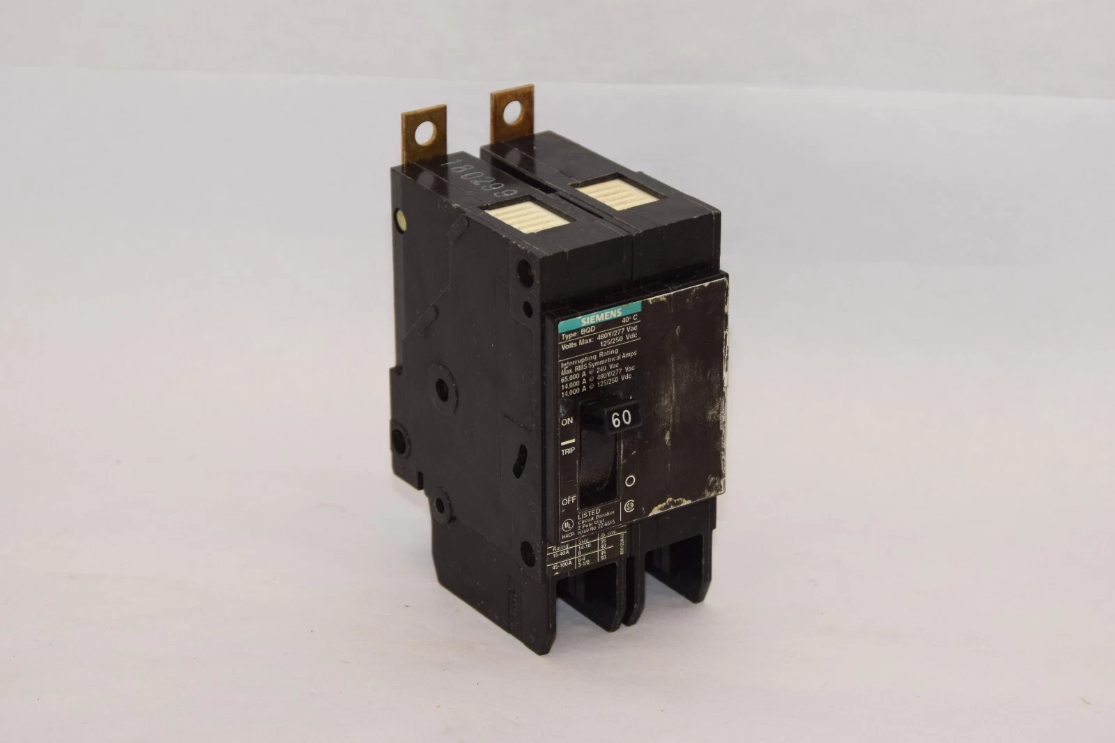 Used SIEMENS BQD 60A 60 Amp 2Pole Bolt-On Circuit Breaker