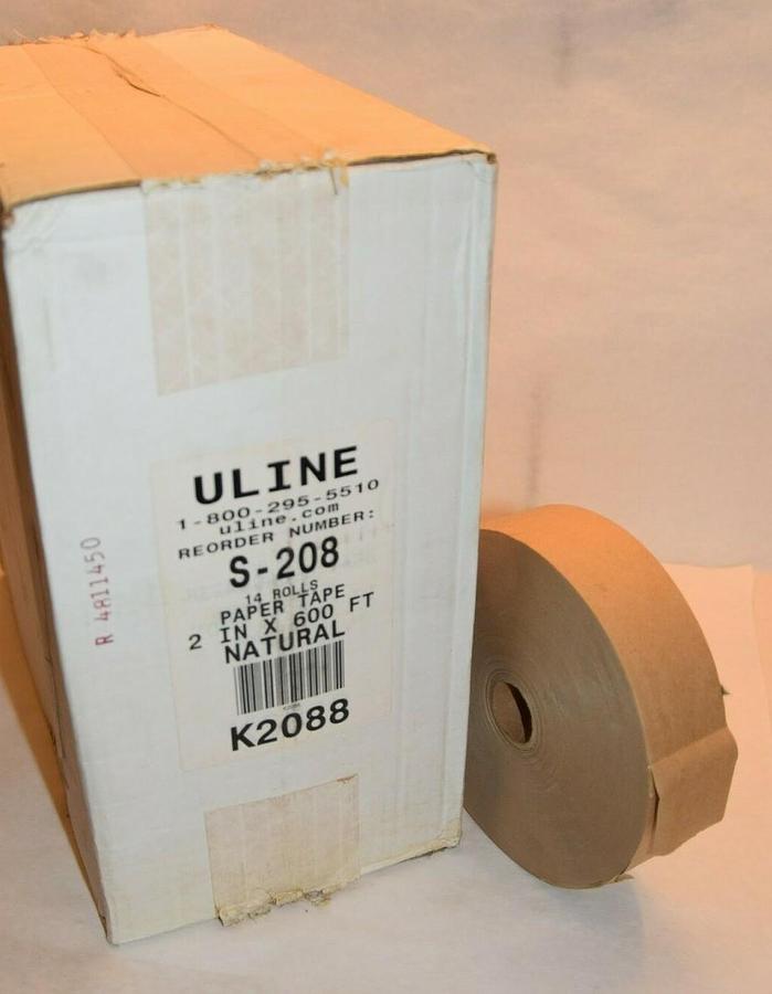 (NEW Box of 14) ULINE S-208 S208 K2088 2" x 600' Natural Paper Tape