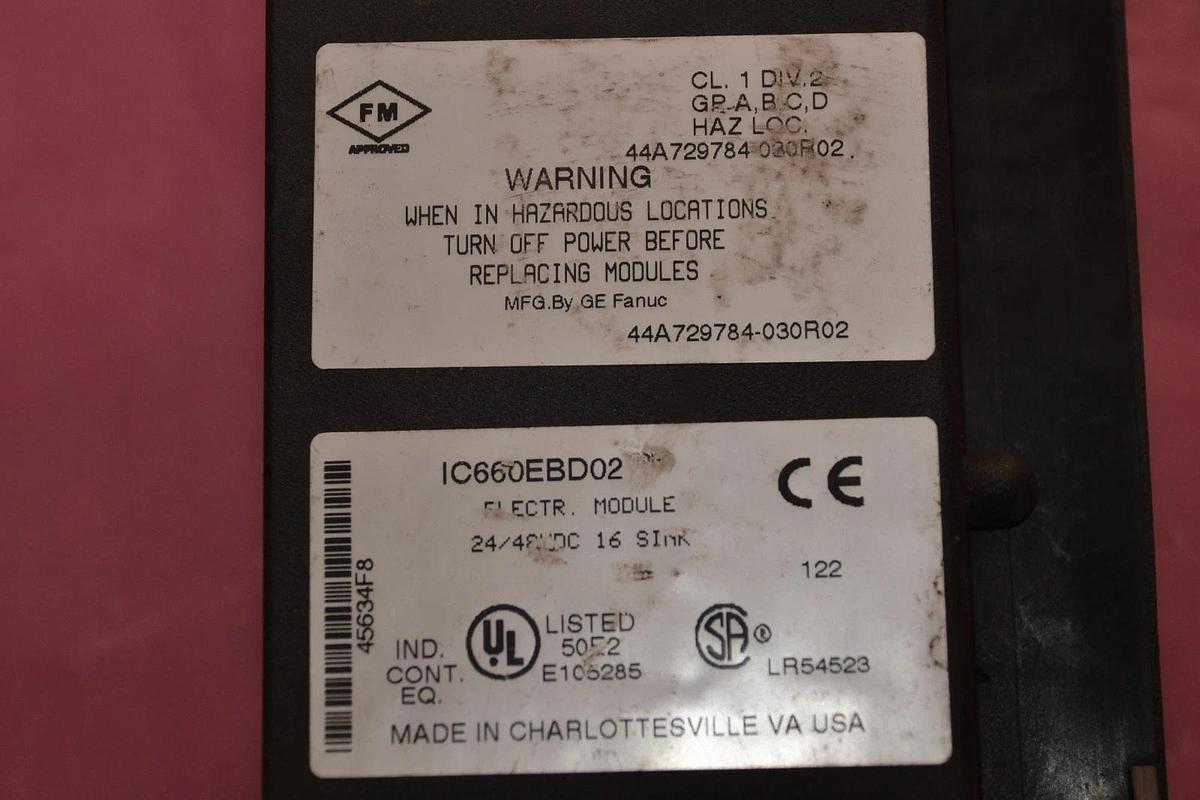Used General Electric GE Fanuc Electric Module 24/48v 16PT IC660EBD02 IC660TBD023K