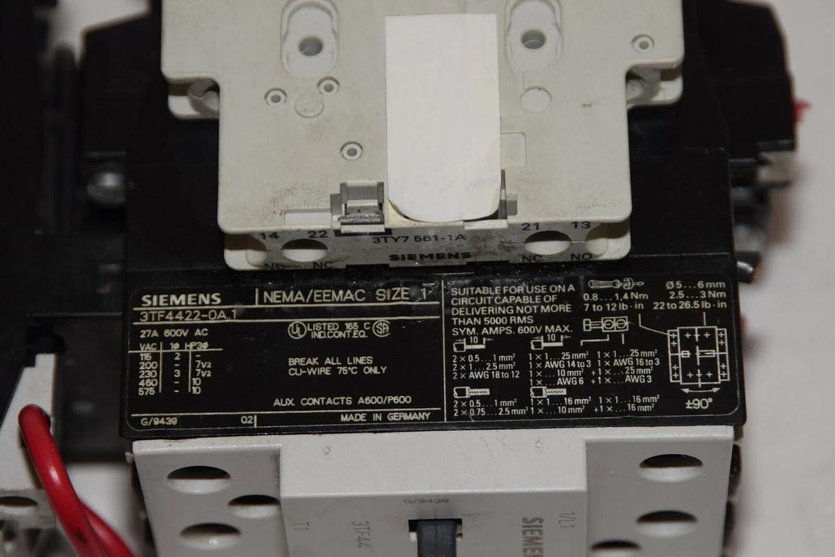 Used SIEMENS Size Sz 1 Starter 3TF4422-0A..1 110-120v coil  Relay 3UA55 00-1B* 1,25-2