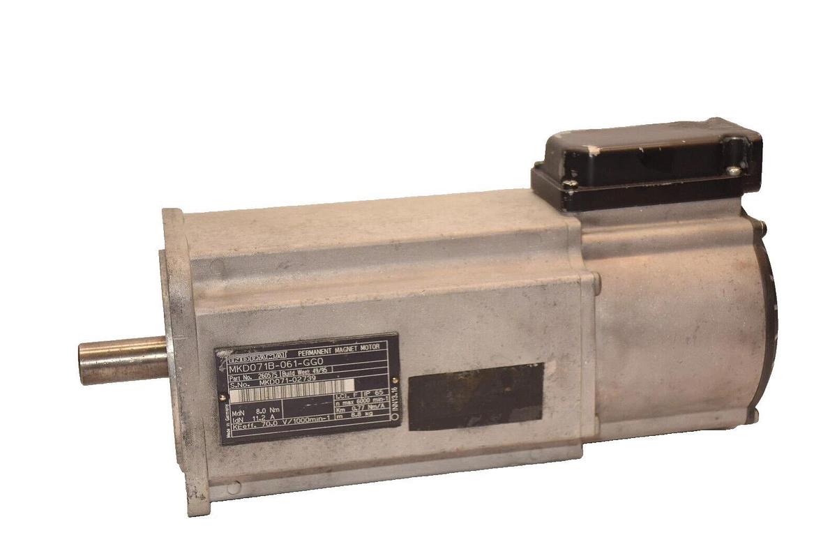 Used INDRAMAT MKD071B-061-GG0 19.16mm Shaft Permanent Magnet Motor