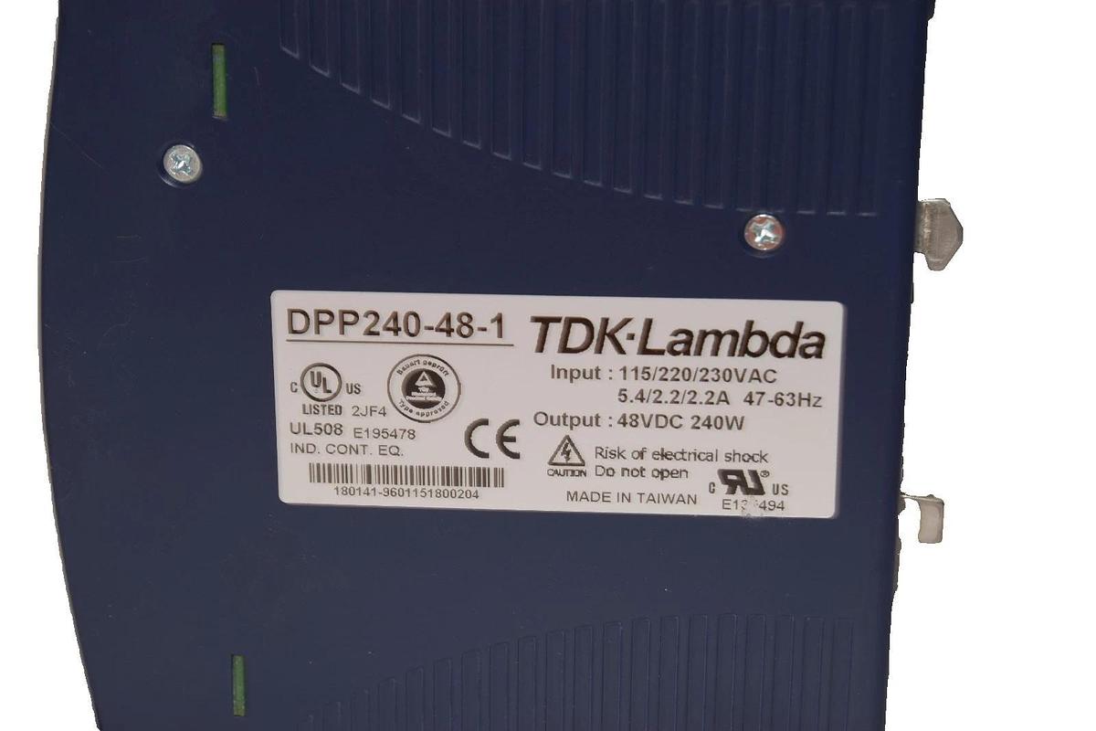 Used TDK-Lambda DPP240-48-1 48Vdc 5A DIN Rail Mount Power Supply