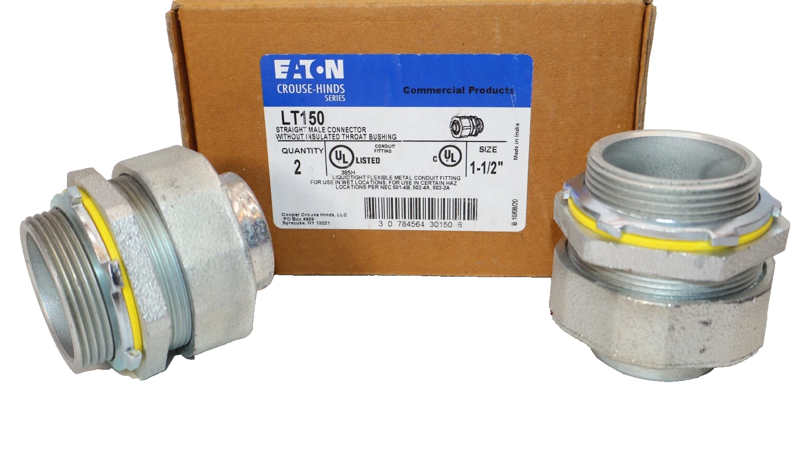 Eaton LT150 1-1/2" Liquidtight Flexible Metal Conduit Fitting (New - Box of 2)