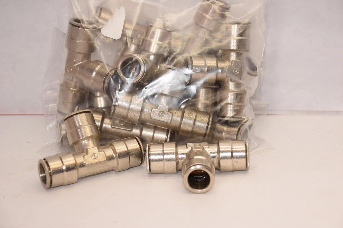 (NEW - Lot of 13) Stainless Push-to-Connect 1/2" Tee Fitting