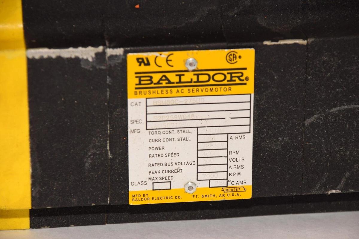 Used BALDOR BSM80C-275BD 300V 92kw 7000rpm Brushless AC Servo Motor