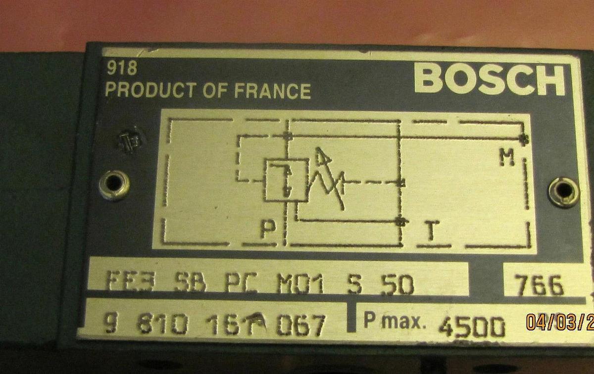 (New) BOSCH RELIEF VALVE  FE3 SB PC M01 S 50  9 810 151 067 , FE3SBPCM01S50