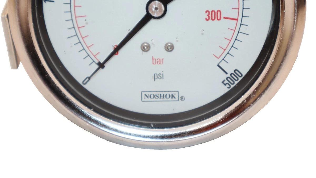 NOSHOK Back Connection Gauge 0-5000psi Liquid Filled 1/4 NPT 344.7 Bar (NEW)