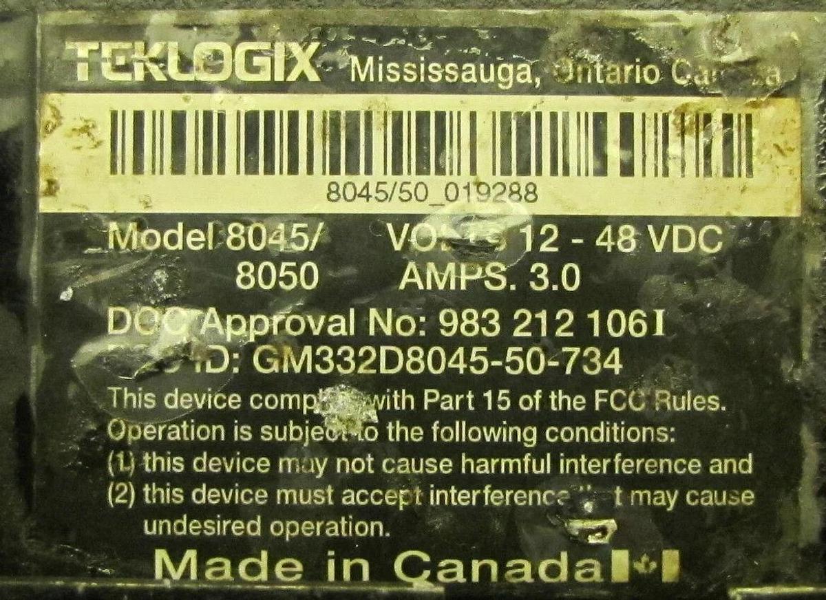 Used TEKLOGIX 8045/8050 8045 8050 80458050 3.0 AMPS 3AMP 3A Mobile Data Terminal