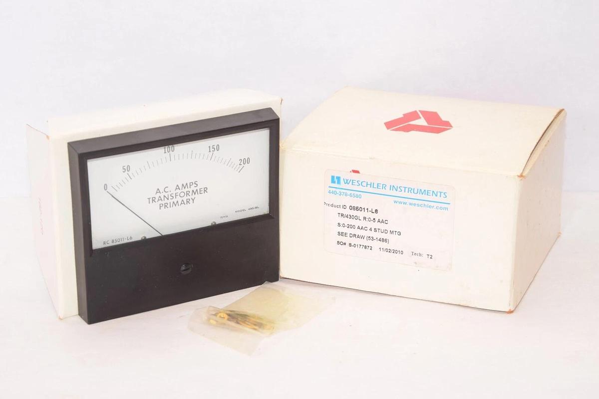 (NEW) WESCHLER INSTRUMENTS 085011-L6 0-200Amp Transformer Primary Panel Meter