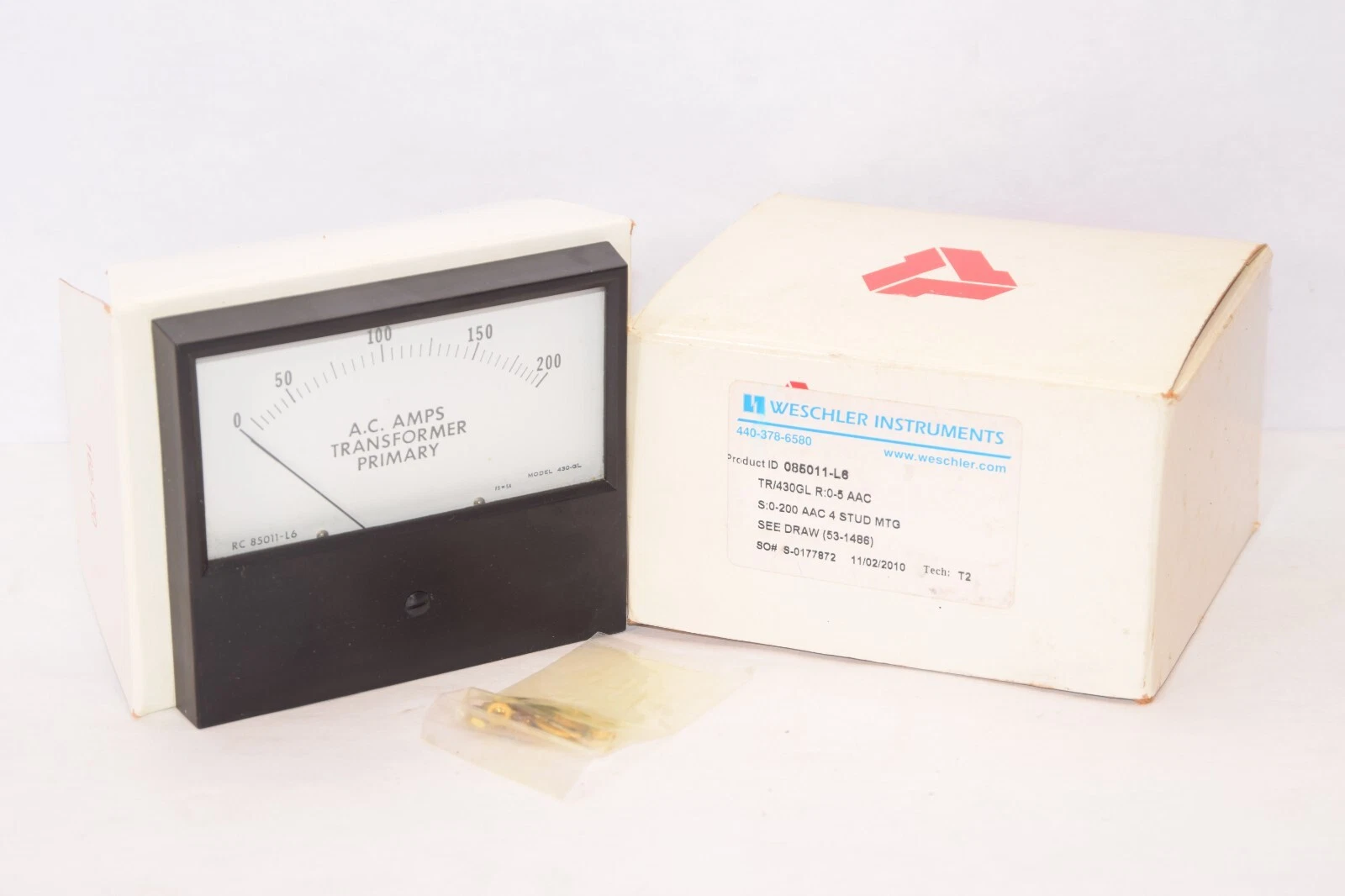 (NEW) WESCHLER INSTRUMENTS 085011-L6 0-200Amp Transformer Primary Panel Meter