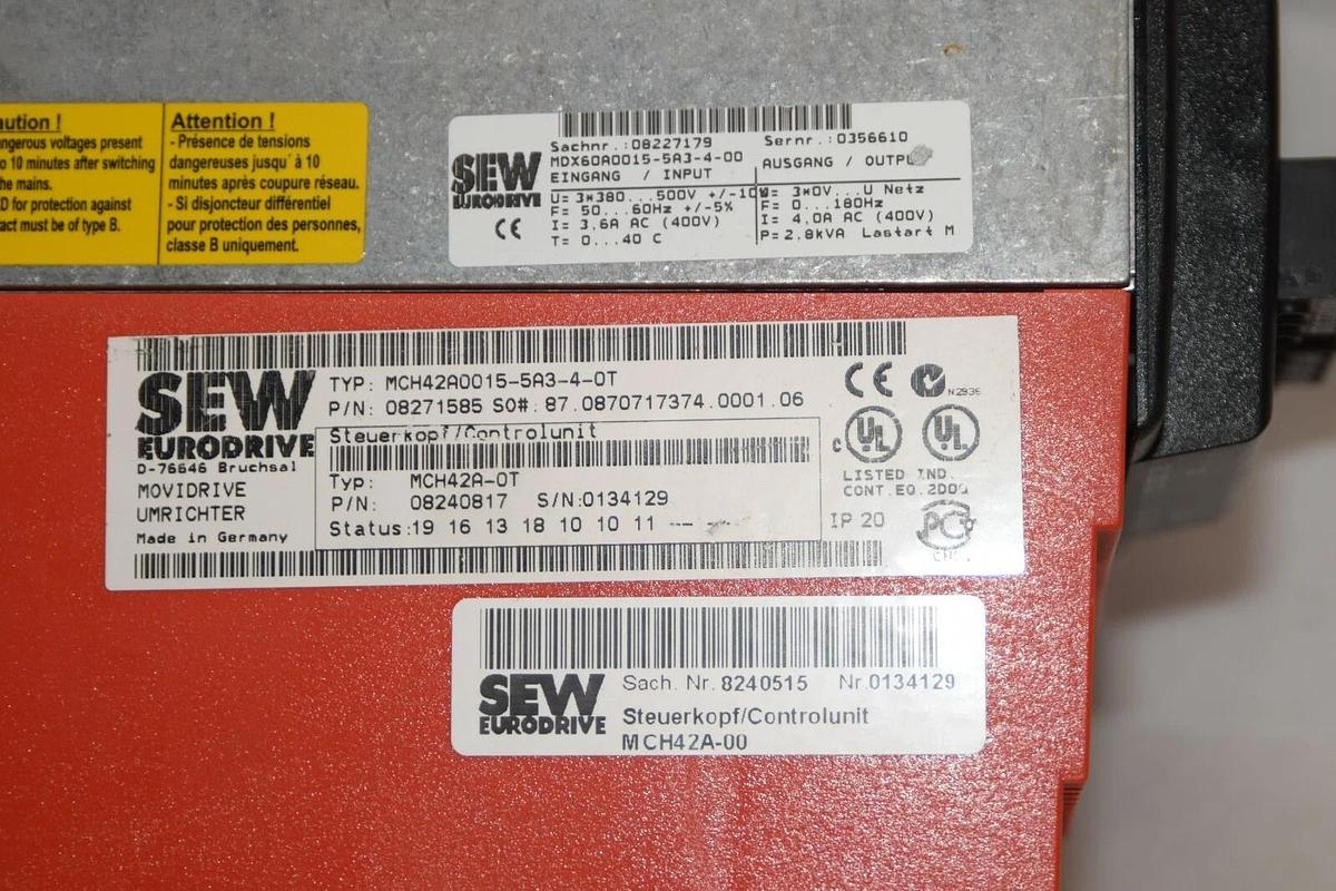 Used SEW EURODRIV E MCH42A0015-5A3-4-0T Movidrive Frequency Converter Inverter