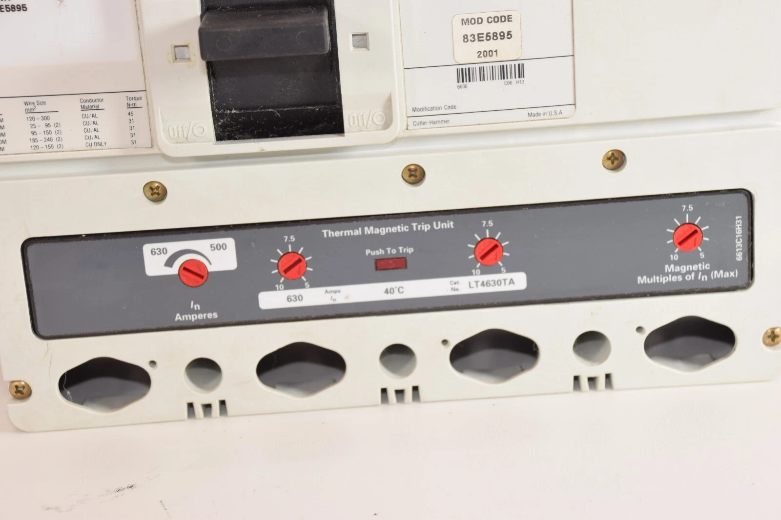 (New) Cutler Hammer LWBRKR LW 45k 4P 630 amp LT4630TA 83E5895 LW45k Breaker