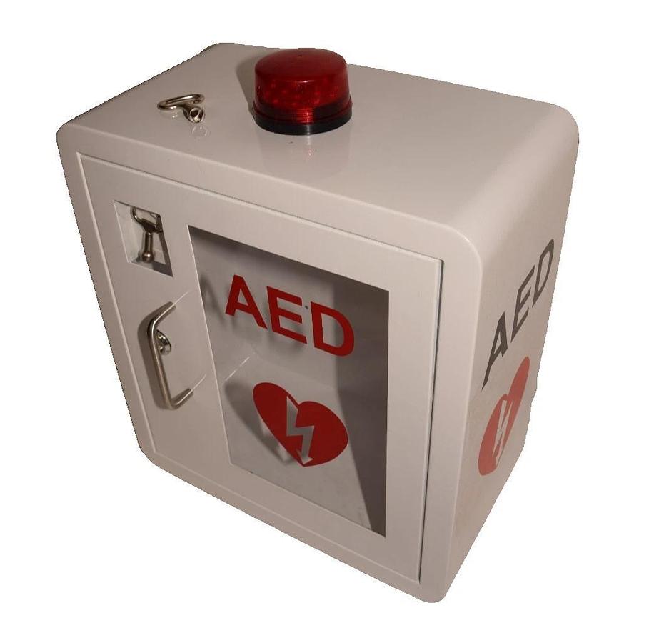 (New) Wall Mount AED Defibrillator Cabinet With Strobe Light & 2 Keys