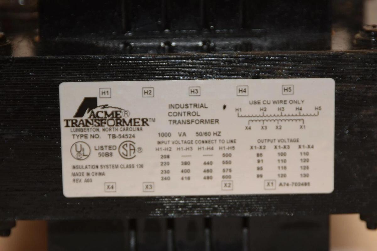 Used ACME TB-54524 TB54524 100Va 50/60Hz Transformer