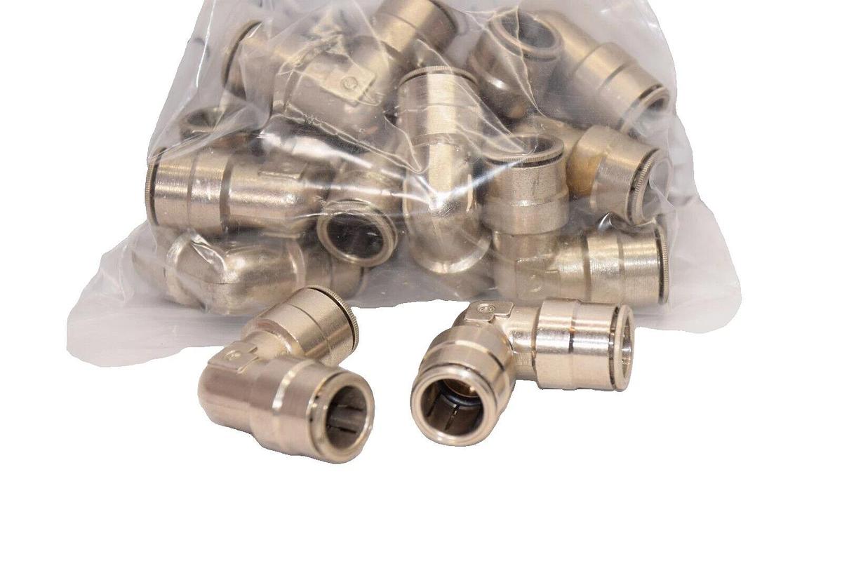 (NEW - Lot of 14) Stainless Push-to-Connect 1/2" 90 Degree Elbow Fitting