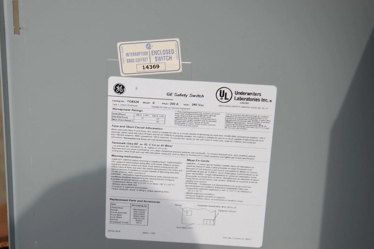 (NEW) GE GENERAL ELECTRIC TG4324 200A 200 Amp 3P 4W Spec-Setter Safety Switch 783164008708