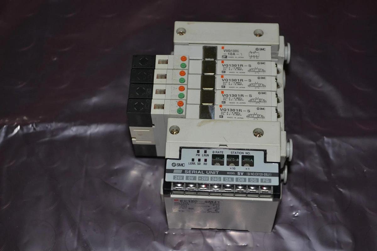 Used SMC VALVE MANIFOLD EX120-SMJ1 VVQ1000-10A-1 VVQ1000 10A 1 VQ1301R-5 VQ1301R 5