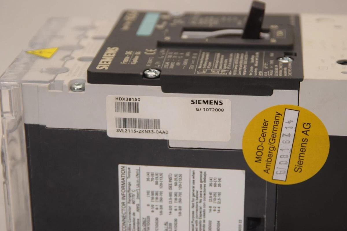 Used Siemens Circuit Breaker HDGA 150 Amp A 150a 3VL2115-2KN33-0AA0 HDX3B150
