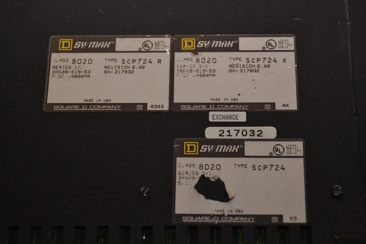 Used SQUARE D SY/MAX MODEL 700 PROCESSOR 8020 SCP724 R X SER. I/J G/I REV. 6.00