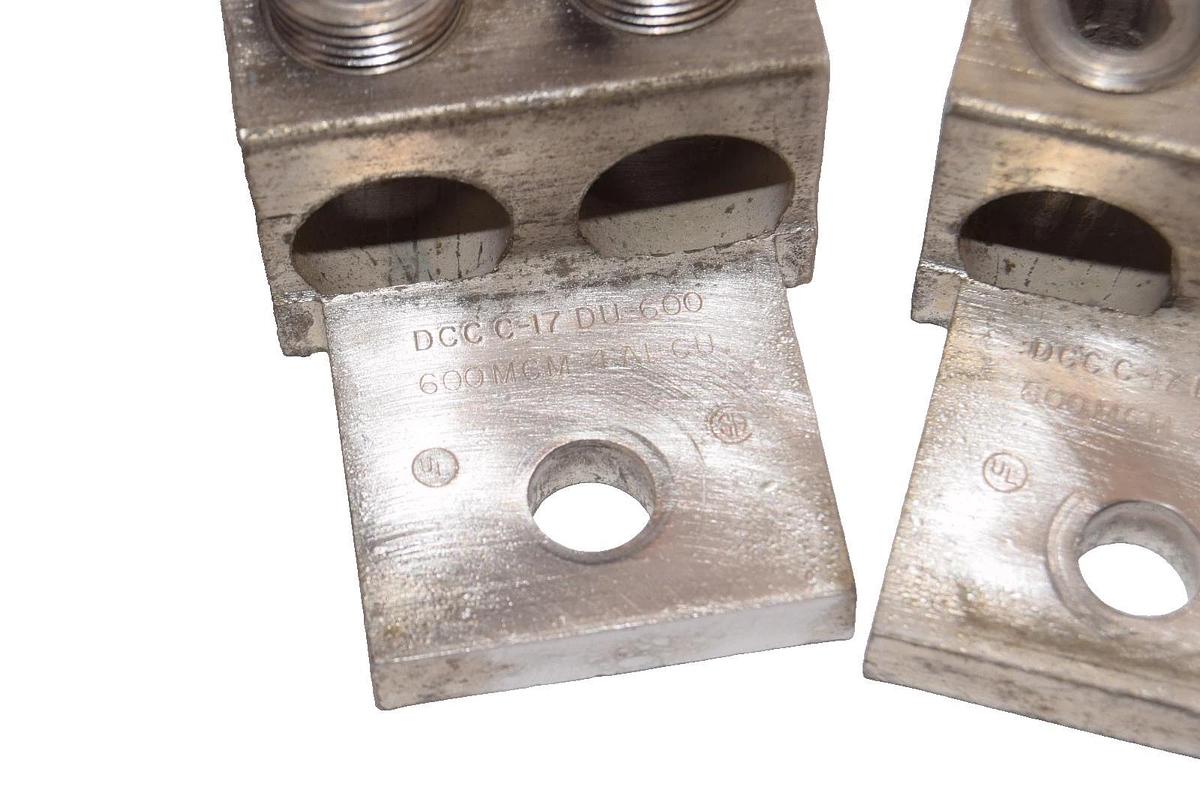 Used DCC C-17 DU-600 600MCM 4 AL-CU Double Mechanical Lugs (Lot of 3)