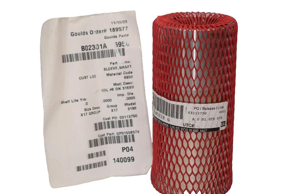 Goulds B02301A-6956 3196 X17 316 Stainless Steel Shaft Sleeve for Pump Mat NEW