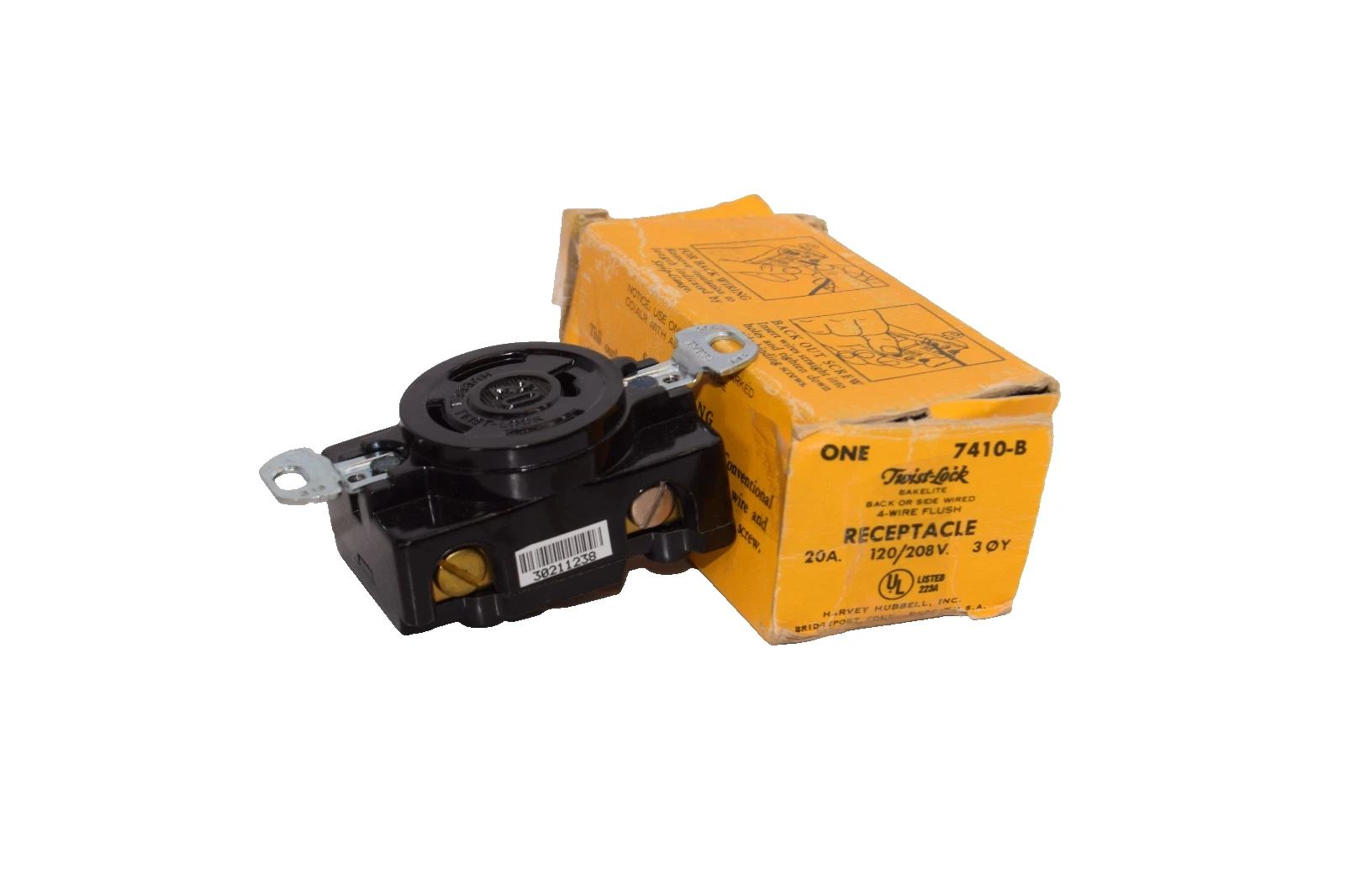 Hubbell 20a Twist Lock Receptacle 20 Amp 7410-B , HBL7410B 120/208V (New)