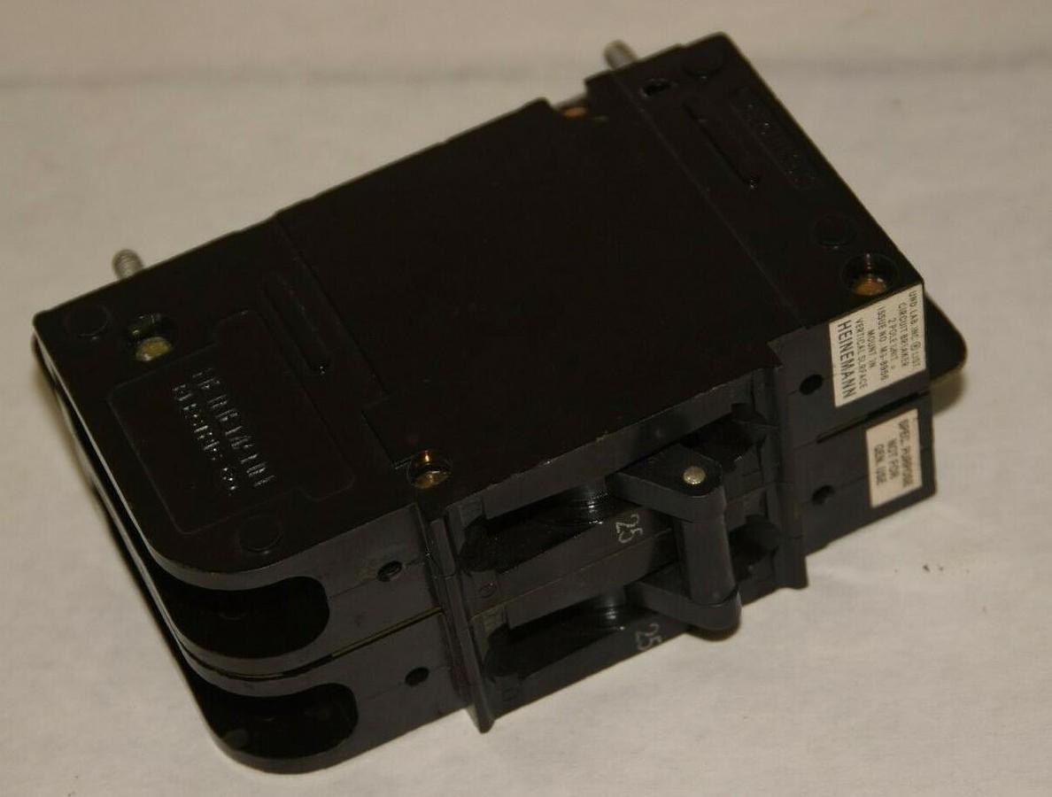 Used HEINEMANN MG-8956 2 Pole 25A Circuit Breaker