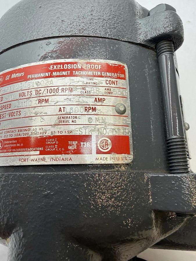 GE Motor 5BC42AE1003A Explosion Proof Permanent Magnet Tach Generator Tachometer