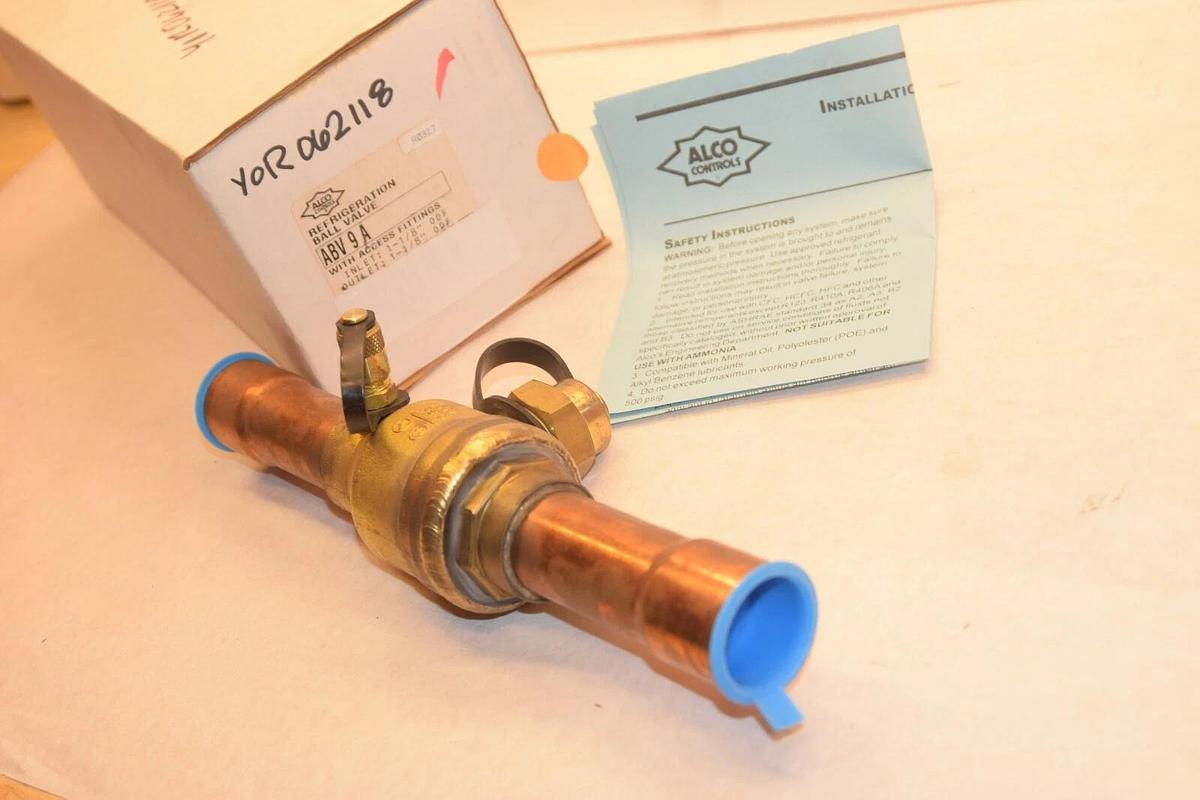 (New) ALCO COPELAND EMERSON ABV9A Refrigeration Ball Valve ABV 9 A 1-1/8" 1 1/8"