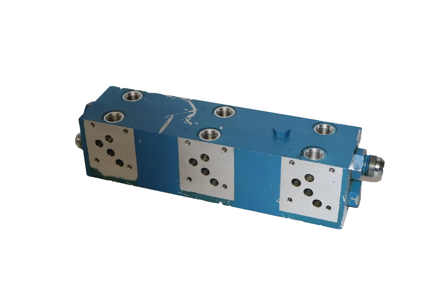 Used Vickers Eaton 3 Valve Manifold Block D02P-3-5-12S-8S Multi-Station Hydraulic