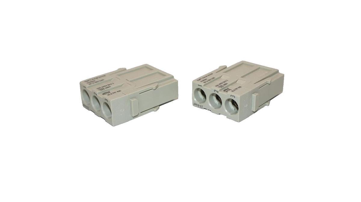 Harting Male Module Insert Han 3 MOD M-S 40A Plug 09140032601 2-Pack (New)