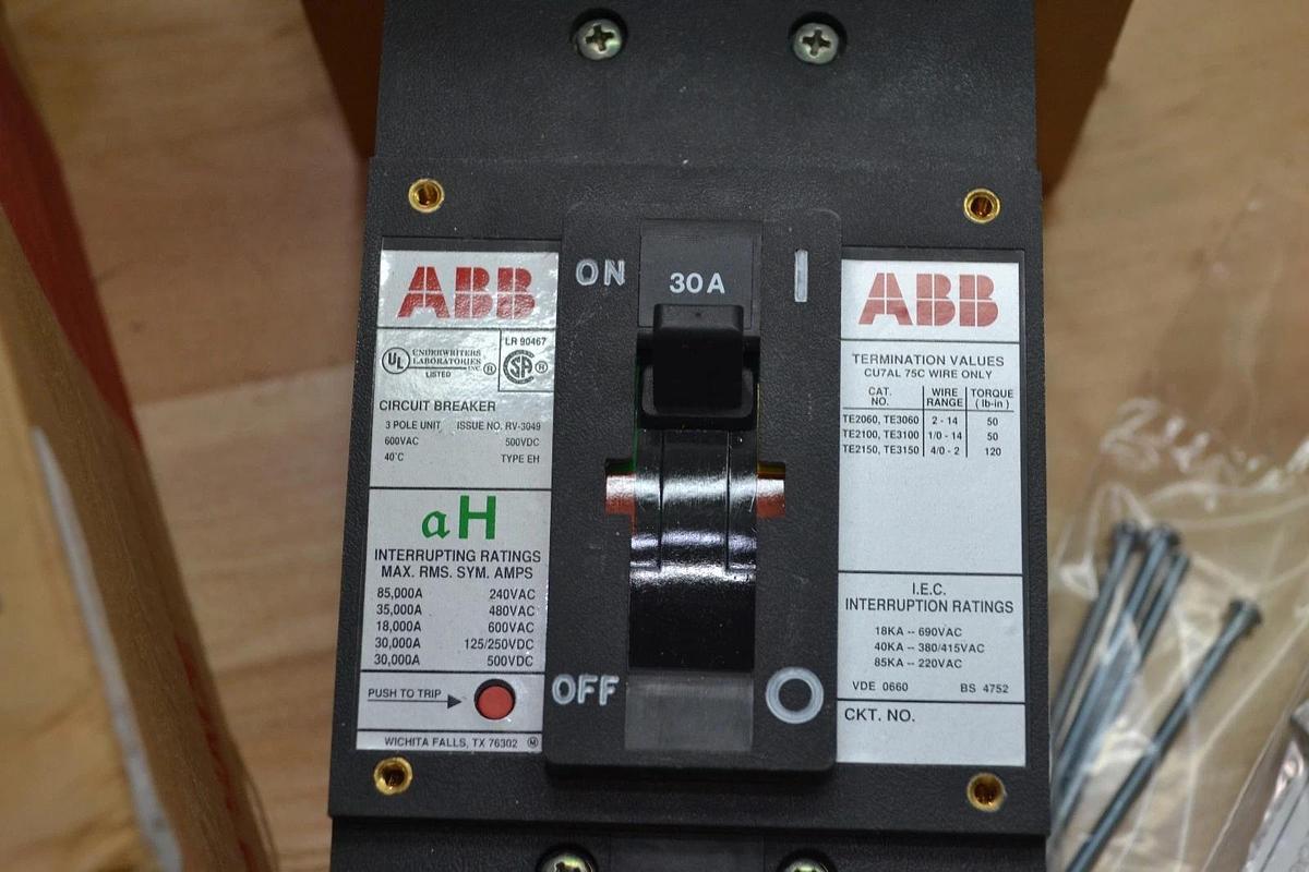ABB EHB63030L EHB Breaker Line Load E 6 Lugs 3 Pole 30 Amp B130000 30A 30 A