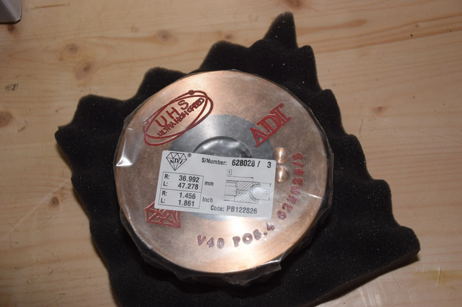 ADI 4 UHS 929159, PB122826, V40, 120MM x 40MM 35mm Diamond Profile Wheel Granite
