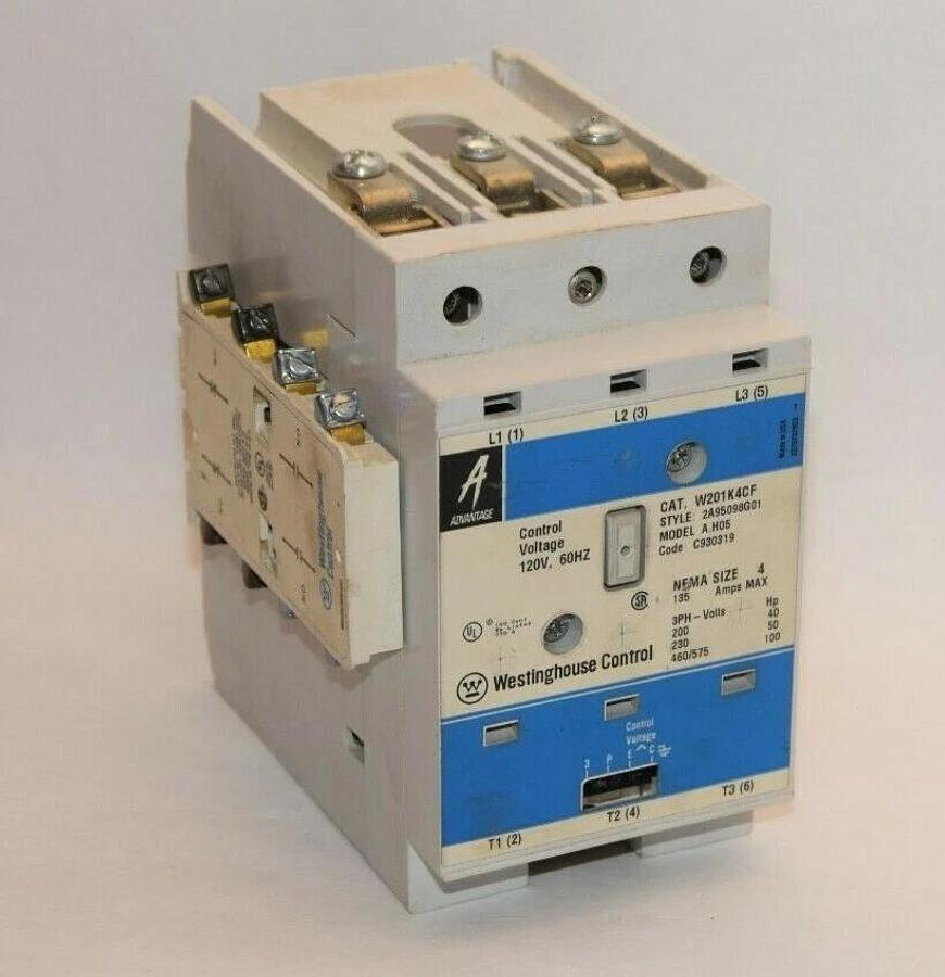 WESTINGHOUSE W201K4CF 120 Volt Control Voltage Nema Size 4 135A 460V Contactor