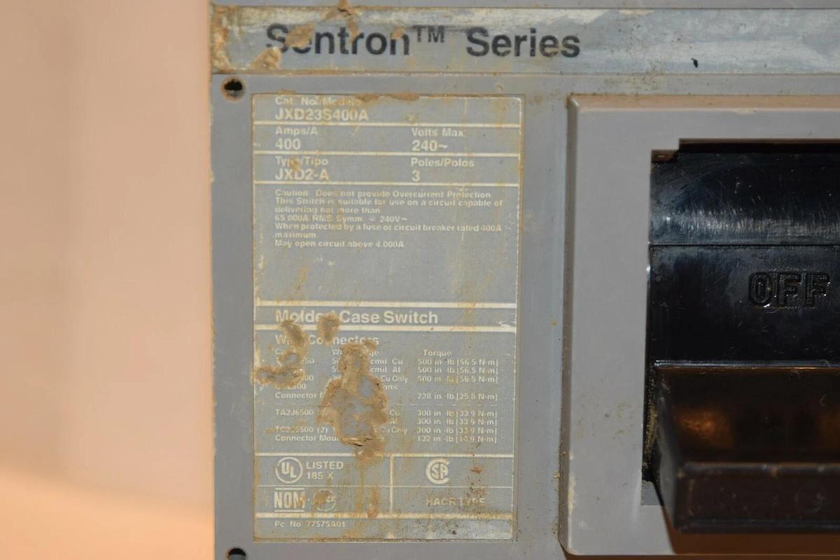 Used Siemens JXD23S400A Molded Switch Case Sentron 400A 400 Amp 400 A 240vac JXD2-A