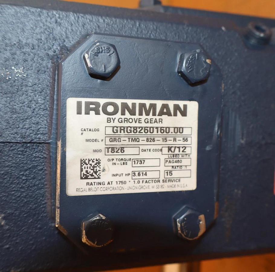 Ironman Grove Gear Speed Reducer Gearbox GRG-TMQ-826-15-R-56 GRG8260160.00 (NEW)